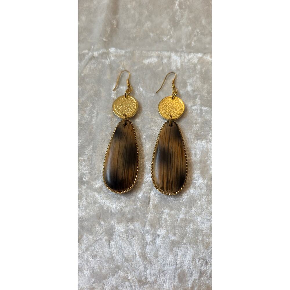 Vintage Faux Horn Tear Drop Boho Earrings - Picture 4 of 5